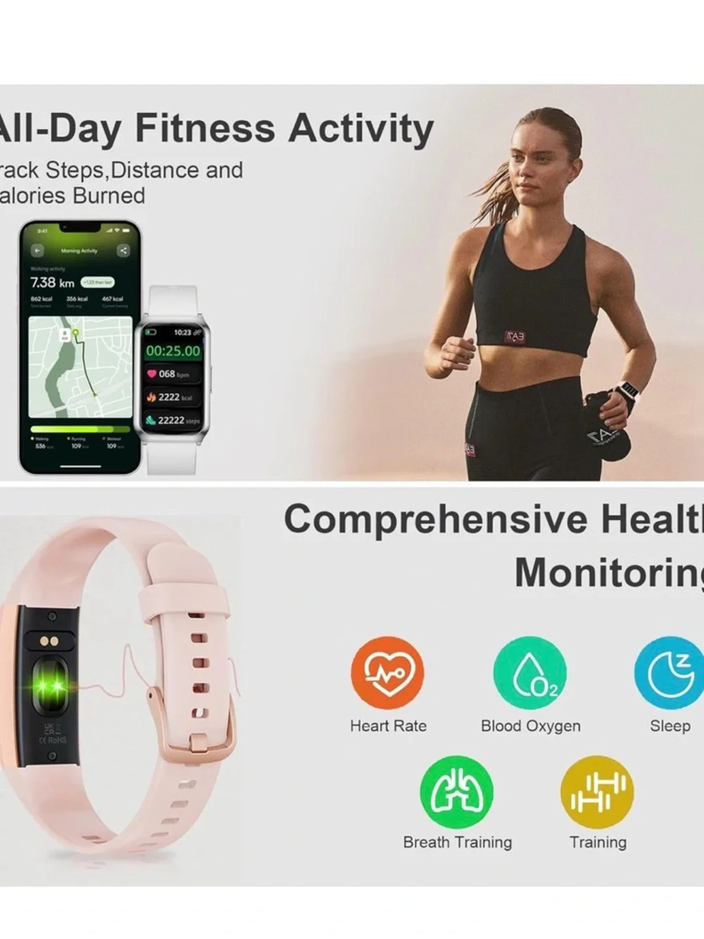 NWT Gadixy Smartwatch Fitness,Health Monitors,7 Day Battery,Silver Tone,IOS& And